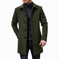 thumbnail image 6 of WIZUTIZ Men's Wool Blend Button Up Overcoat Lapel Collar Fall Winter Warm Mid Length Long Coat, 6 of 6