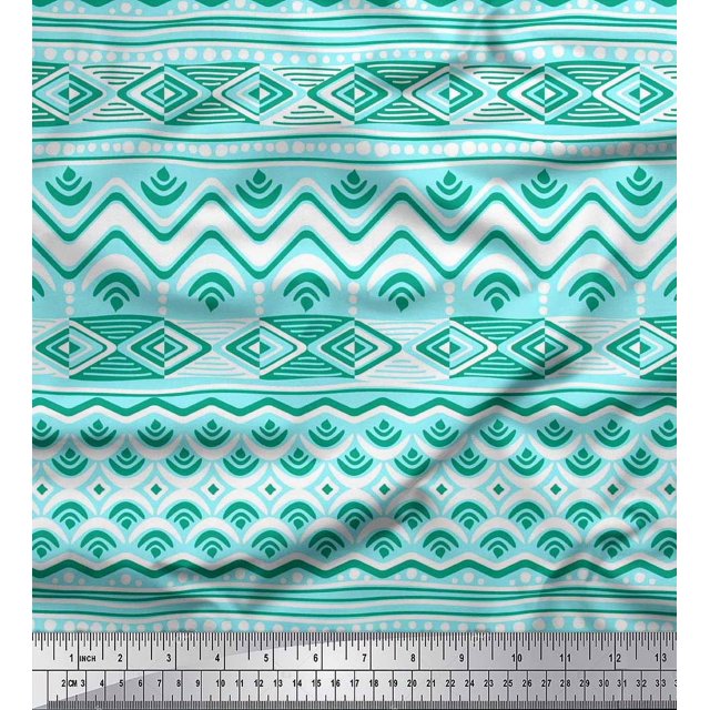 Soimoi Cotton Poplin Fabric Aztec Geometric Print Fabric by The Yard 42 Inch Wide