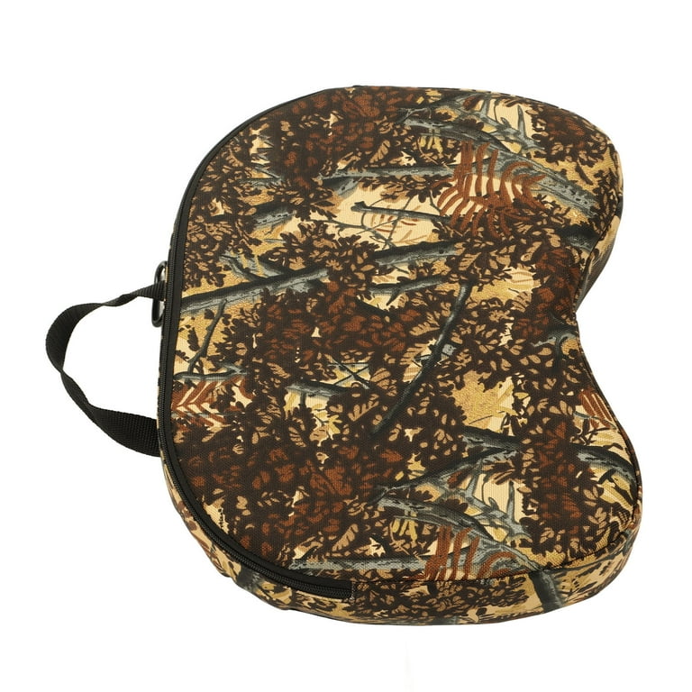 Hunting Seat Pad, Thickened Brown Camouflage And Black Stadium Seat Cushion  Pad Quilted Cotton Oxford Fabric With Carry Handle Buckle For Travel 