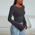 thumbnail image 4 of Women's Fashion Slim-Fit Long Sleeve Round Neck Top 2025 Trendy Soft Brushed Fabric Versatile Daily Wear Elegant Basic Outfits Breathable Comfortable Blouse, 4 of 6