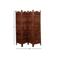 thumbnail image 4 of DecMode 80" x 72" Red Wood Floral Handmade Carved Foldable Partition 4 Panel Room Divider Screen, 1-Piece, 4 of 13