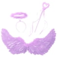 thumbnail image 2 of Doomiva Women Angel Wings with Headband Fairy Stick Feather Wing for Carnival Christmas Party Light Purple L, 2 of 3