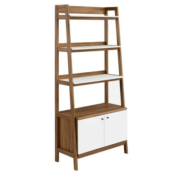 Modway Bixby 33" Bookshelf in Walnut White