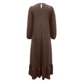 thumbnail image 6 of DuoJiaJ Womens Casual Dress, Crew Neck Ruffled Long Sleeve Dresses Brown S-5XL, 6 of 6