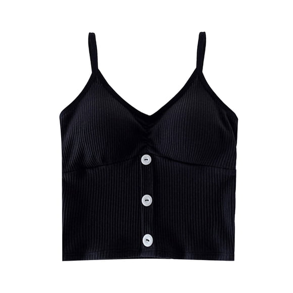WZXFASHION Tank With Built In Bra Womens Tank Tops Adjustable Strap Stretch Cotton Camisole With Built In Padded Shelf Bra Intimates Black One Size