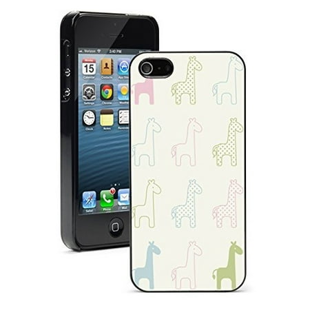 Giraffe Pastel - Apple iPhone 6 6s Hard Back Case Cover Pastel Cartoon Giraffes Pattern (Black)