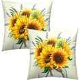 thumbnail image 5 of Sunflower Throw Pillow Covers 20x20 Inch Purple Yellow Summer Vase Floral Decorative Pillow Case Cotton Linen Cushion Cover Set of 2, Outdoor Sofa Couch Farmhouse Home Decor, 5 of 6