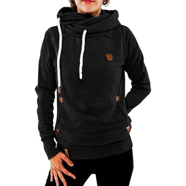 Sudadera con capucha de manga larga con cordón informal cálido para mujer (negro M) Ndcxsfigh Para estrenar