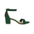 thumbnail image 3 of BLISSFUL STEP Women's Shoes Open Toe Mid Block Heel Ankle Strap Faux Suede Sandals Emerald Green 10, 3 of 7