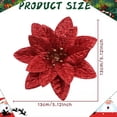 thumbnail image 3 of Burgundy Christmas Poinsettia Artificial Flowers, Shining Glitter Artificial Flower for Xmas Tree, 3.54" Poinsettia Glitter Ornament, Xmas Tree Decoration, Christmas Tree Hanging Flower, Party Decor, 3 of 5