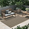 thumbnail image 4 of Outdoor Patio Rug 3x5, Washable Black and White Outdoor Rug, Outside Welcome Mat Striped Porch Door Mat Outside Entrance Layered Indoor Doormat, 4 of 7