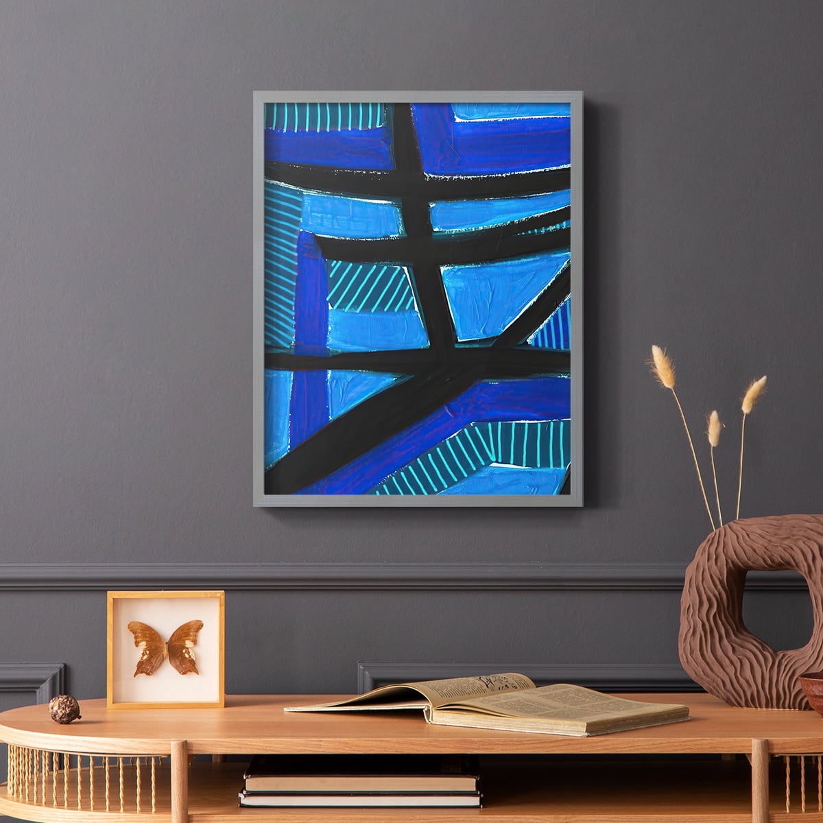 Involved Blues I Framed Print in Gray Solid Wood Framed Print No Nail Hanging