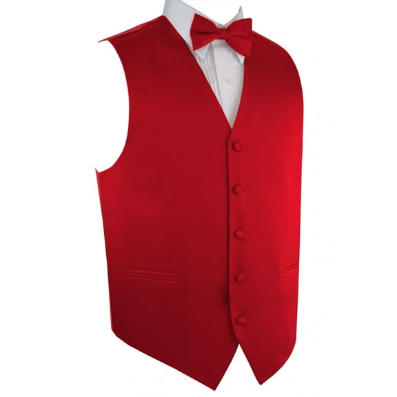 Best Tuxedo Men's Formal, Prom, Wedding, Homecoming, Cruise Tuxedo Vest, Bow-Tie & Hankie Set in Red - M