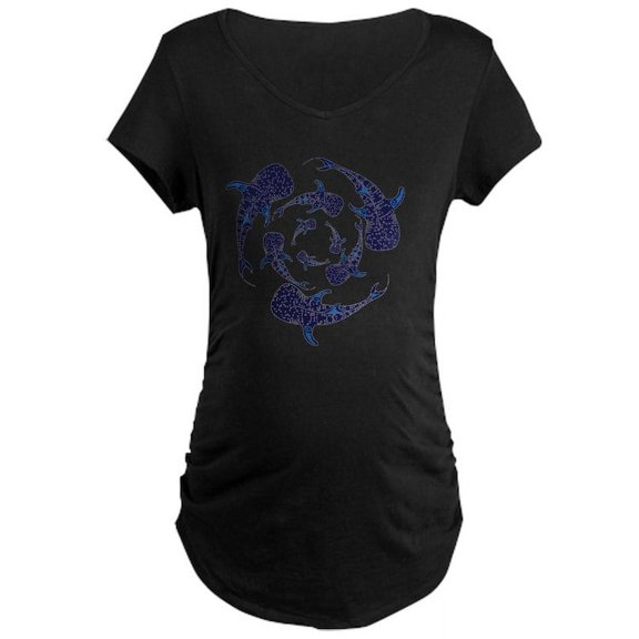 CafePress - Whale Sahrk Blue Spiral Maternity Dark T Shirt - Maternity Dark T-Shirt