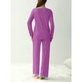 thumbnail image 3 of MINTREUS Women's Pajama Set Long Sleeve Sleepwear Ladies Soft Pjs Lounge Sets, 3 of 6