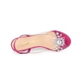thumbnail image 4 of BLISSFUL STEP Women's Flower Rhinestone Slingback Clear Mid Heel Slip On Sandals Hot Pink 9.5, 4 of 7