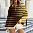 thumbnail image 5 of ClodeEU Womens Plus Size Striped Sweatshirts ,Long Sleeve Lapel Collared Pullover, Casual Soft Pullover Tops Shirts Yellow,Womens Plus XL, 5 of 8