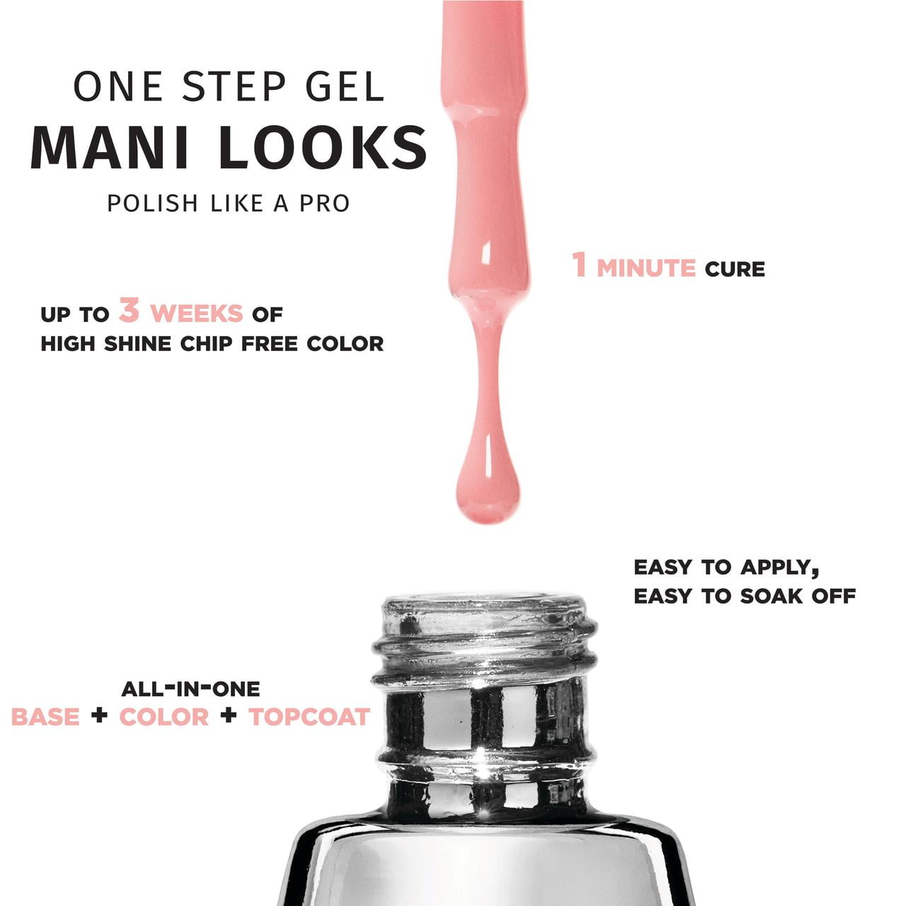 Salon Perfect One Step Gel, Bath Bubbles, Light Pink Nail Polish, 0.5 fl oz