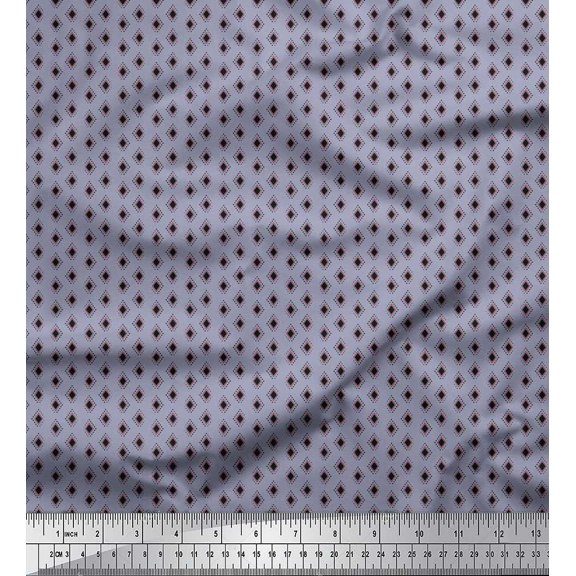 Soimoi Cotton Cambric Fabric Dots & Diamond Shirting Printed Fabric 1 Yard 56 Inch Wide