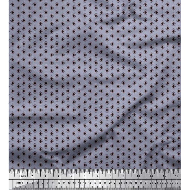 Soimoi Polyester Crepe Fabric Dots & Diamond Shirting Print Fabric by The Yard 52 Inch Wide