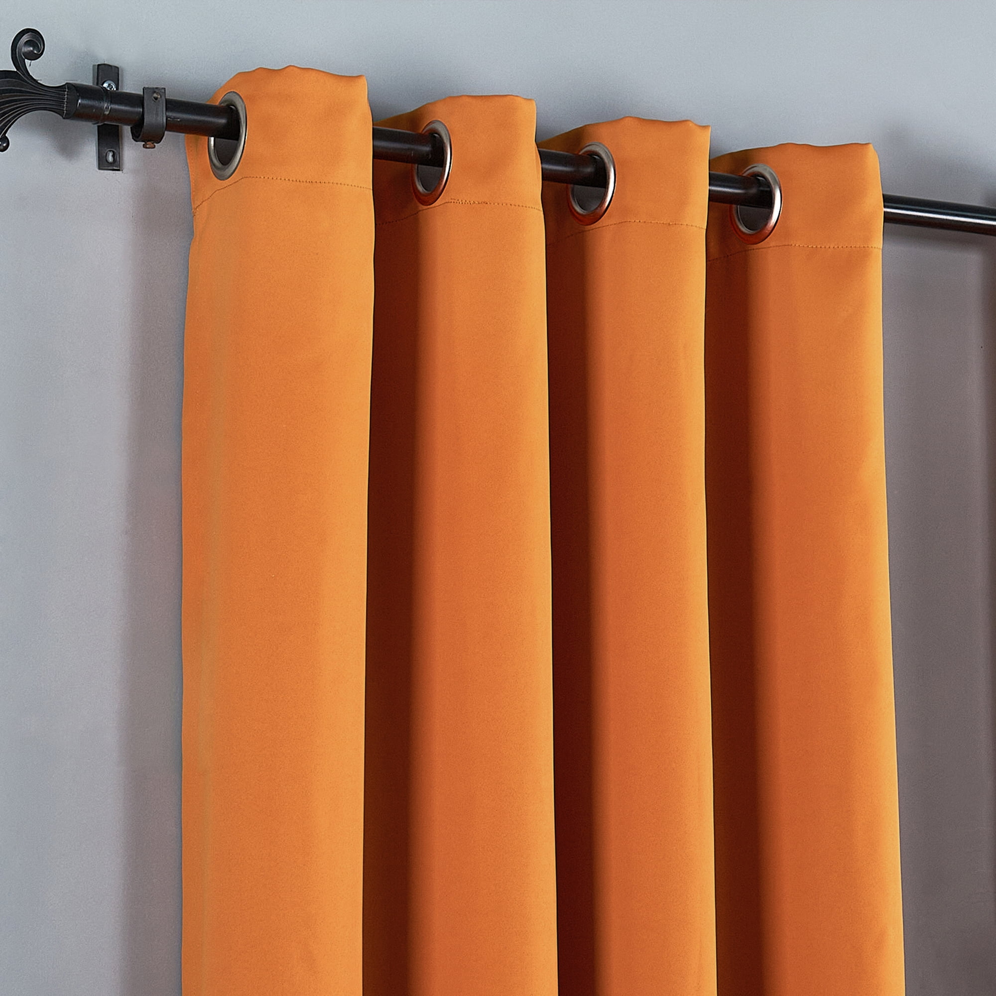 Home Soft Things Solid Blackout Curtains/Drapes Thermal Insulated Grommet Darkening Curtains, 2 Curtains and 2 Tiebacks Set - Burnt Orange - 54 x 63 inches