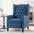 thumbnail image 3 of Hassch Tall Wingback Tufted Fabric Accent Chair, Vintage Club Seat Pushback Recliner Chair for Living Room (Blue), 3 of 10