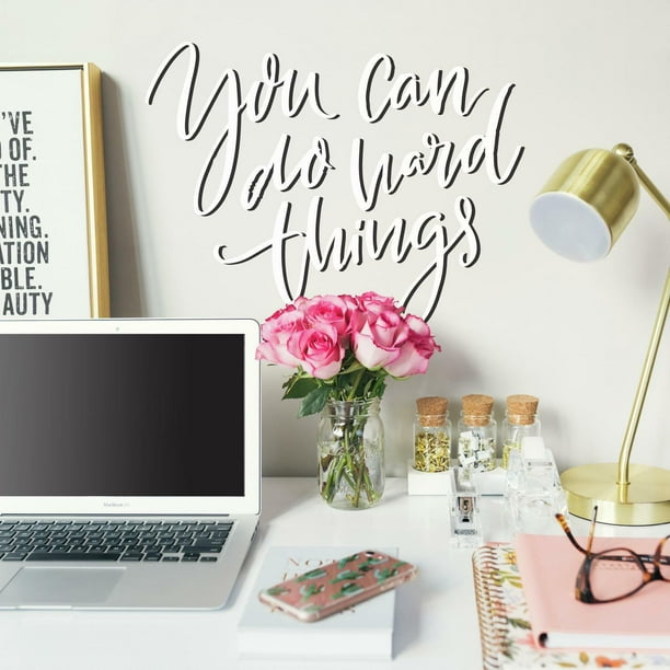 RoomMates You Can Do Hard Things Quote Peel and Stick White Wall Decals