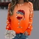 thumbnail image 2 of Gibobby Sudaderas navideñas Moda para mujer Navidad Estampado Sudadera Cuello redondo Ajuste Tops Casual Manga larga Camisas de entrenamiento Blusa suelta(Naranja,XG), 2 of 5