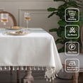 thumbnail image 6 of ICEANT 58×86 inch European Design Tablecloth with Tassel, Wrinkle Free Waterproof Polyester Table Cover, Rectangle Washable Tablecloth for Kitchen, Living Room, Outdoor Party, Green, 6 of 7