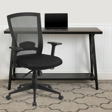 BizChair Mesh Mid Back Swivel Office Desk Chair, Black