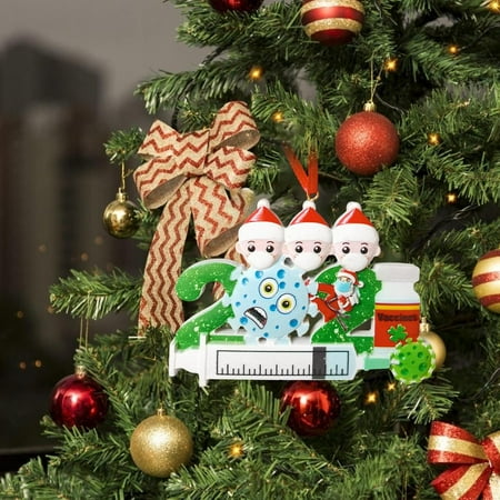 

Christmas Tree Pendant 2021 Survivors Family of 1 2 3 4 5 6 & 7 Face Cover Snowman Vaccination Resin Crafts Ornaments Decoration
