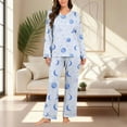 thumbnail image 4 of Maplenight Pajama Sets for Women Graphic Printed V-Neck Long Sleeve Sleepwear and Sleep Pants 2 Piece Ladies Pjs Lounge Set, 4 of 6
