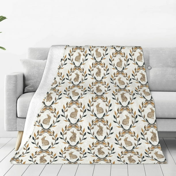 Balery Retro Bunny Manta de Felpa Suave y Acogedora – Cobija de Franela Aterciopelada para Cama, Lavable y Cálida para Sofá, Mascotas, Transpirable-60"x50"