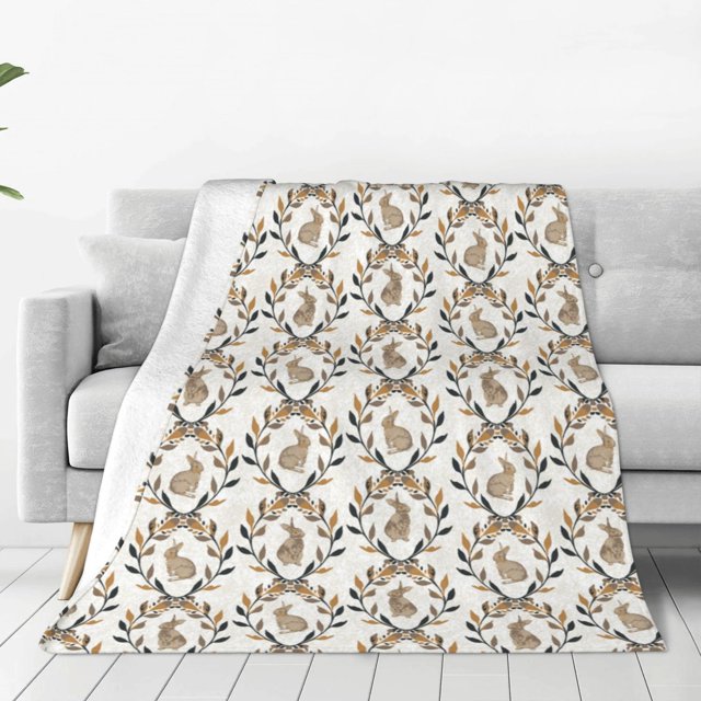 Balery Retro Bunny Manta de Felpa Suave y Acogedora – Cobija de Franela Aterciopelada para Cama, Lavable y Cálida para Sofá, Mascotas, Transpirable-40"x30"