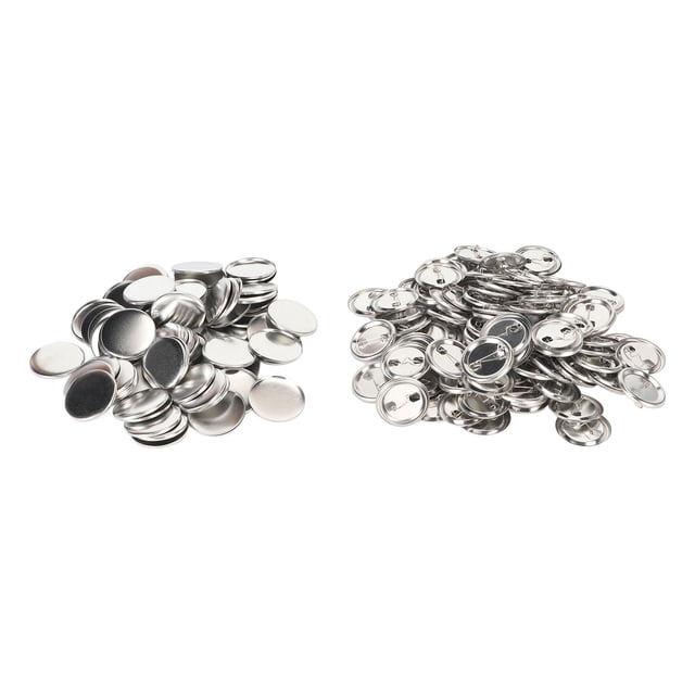 100 Set Pin Back Button Parts, Metal Plastic DIY Round Button Badge Parts For DIY Accessories Badge Corsage