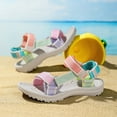 thumbnail image 2 of TOWED22 Girl's Sandals Dressy Bow Ankle Strap Sandal Open Toe Slides Flats Summer Cute Vacation Sandals Pink,13, 2 of 8
