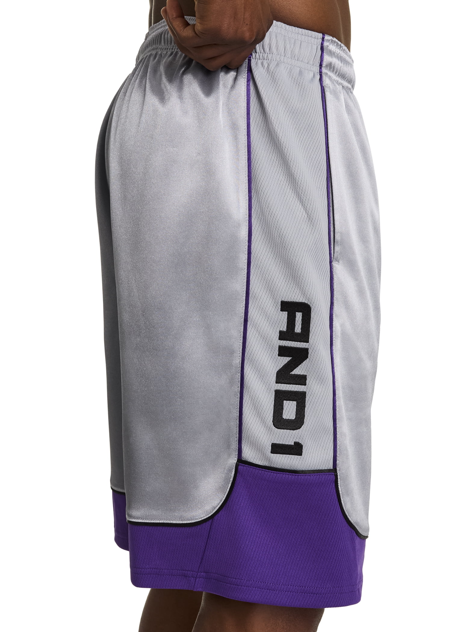 AND1 Men's and Big Men's All Court Colorblock Short, 11" inseam, up to Size 5XL