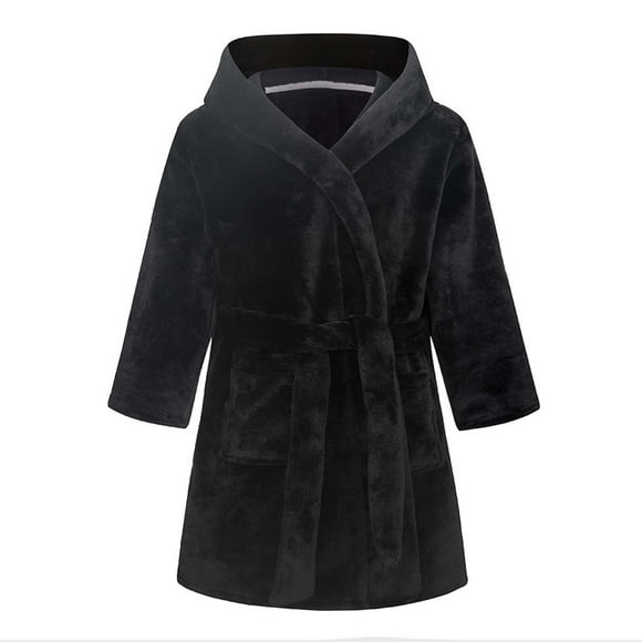 RXMEKW Boys and Girls Bathrobe,Flannel Hooded Robe with Belt