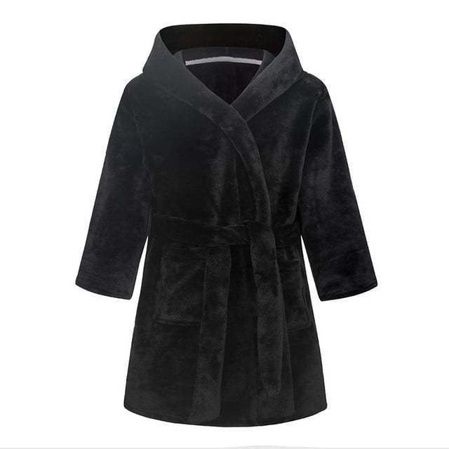 RXMEKW Boys and Girls Bathrobe,Flannel Hooded Robe with Belt