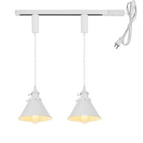 KAYYELAMP 1x Plug in Cable Track Rail, 2X Adjustable Cord White Track Lighting Fixtures White E26 Base H-Type Vintage Design for Kitchen Loft(No Bulb)