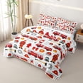 thumbnail image 3 of Castle Fairy Cartoon Fire Truck Quilt Full,Firefighter Seamless Full Bedspread Sets,Red White, 3 of 7