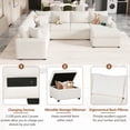 thumbnail image 4 of PAPROOS 6 Seat Sectional Chaise With a Storage Ottoman and 3 Pillows, 112.2" Sectional Sofa Pull-out Sofa Bed Sleeper with Charging Devices, U Shape Oversized Sectional Couch for Living Room, Cream, 4 of 9