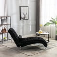 thumbnail image 2 of Velvet Chaise Sofa with Lumbar Pillow, Modern Ergonomic Upholstered Concubine Sofa Chair, Comfy Button-Tufted Sleeper Recliner Sofa for Living Room, Bedroom, Balcony, Black, 2 of 7
