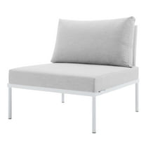 Sofa Middle Chair, Sunbrella, Aluminum, Metal, Steel, White Grey Gray, Modern Contemporary Urban Design, Outdoor Patio Balcony Cafe Bistro Garden Furniture Hotel Hospitality