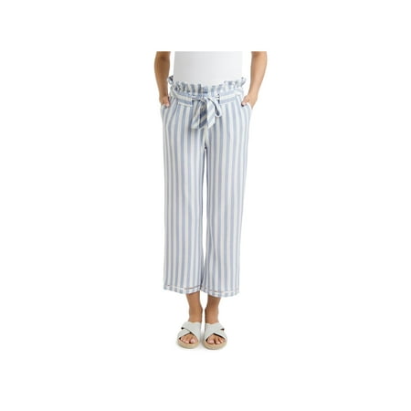 - Lysse Womens Alice Linen Blend Striped Cropped Pants Blue S
