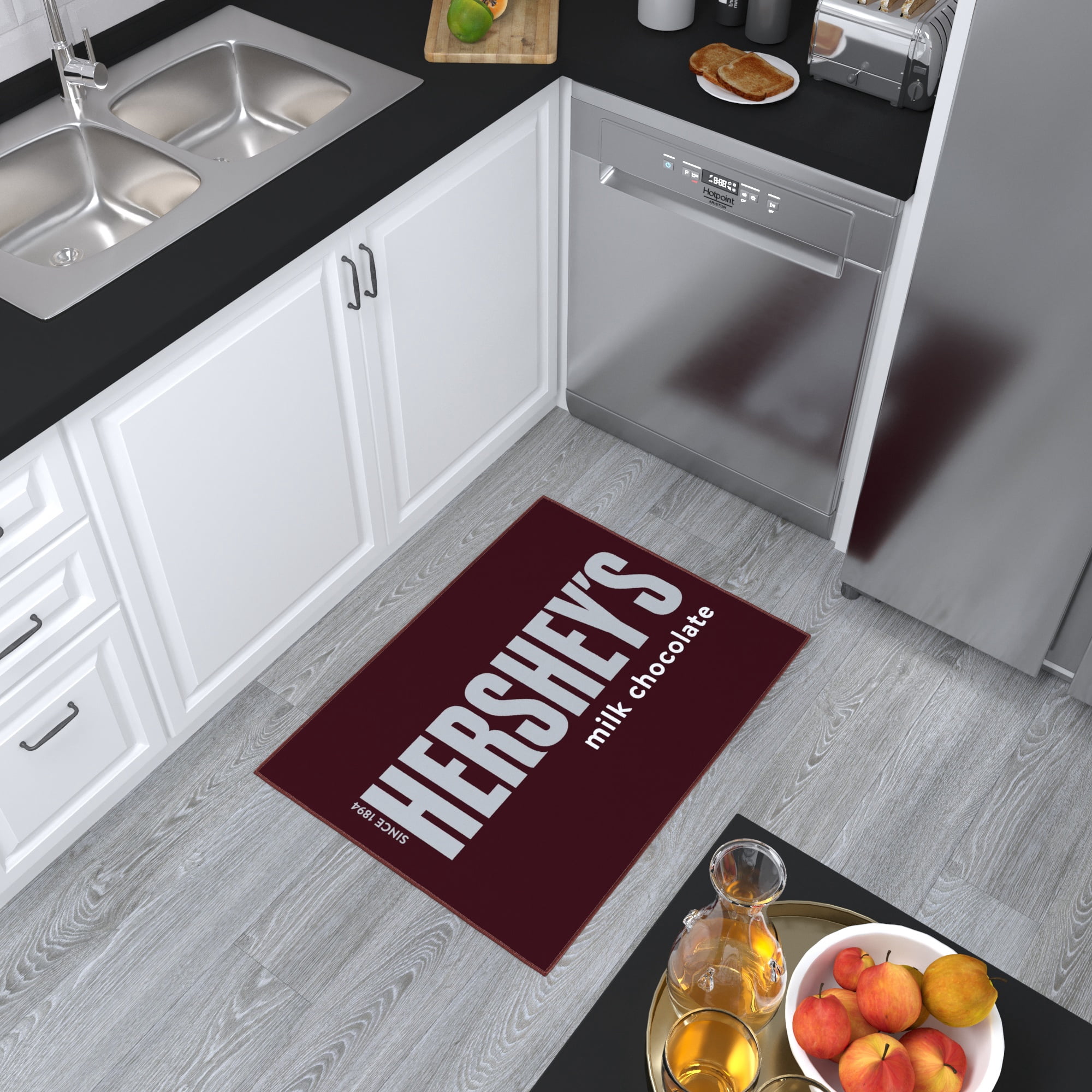 Ottomanson Hershey Logo Machine Washable Non-Slip Rubberback 2x3 Area Rug, 2'3" x 3', Brown