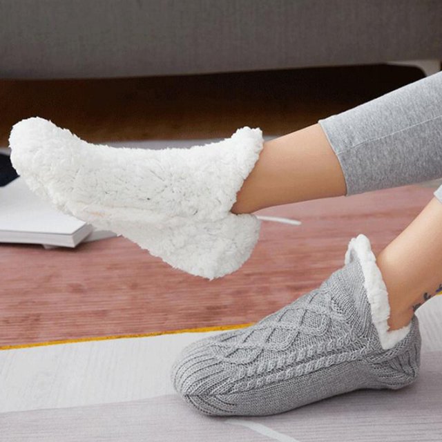 2 piezas de invierno para mujer, calcetines antideslizantes, transpirables, antideslizantes, suaves, cálidos, cómodos, calcetines cálidos de invierno gris Yotijar calcetines calientes de invierno para mujer