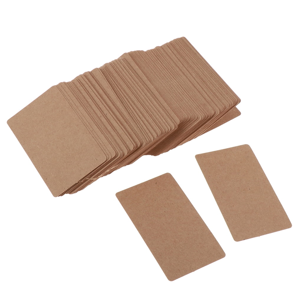 200x Blank Kraft Paper Card Mini Paper Cards DIY Messages Greeting