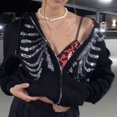 thumbnail image 2 of Y2K Rhinestone Esqueleto Sudaderas Con Capucha De Las Mujeres Gótico Negro Cremallera Hasta De Gran Tamaño Femeninas Retro Harajuku Chamarra Streetwearpangjing, 2 of 4