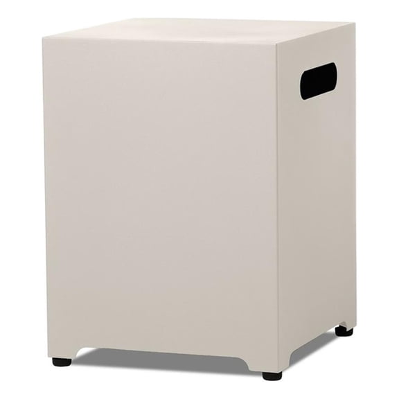 Real Flame 20"H Square Metal Propane Tank Cover and Side Table in Light Sand